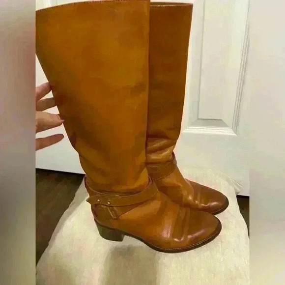 J Crew brown leather boots size 7 western riding - Picture 1 of 16